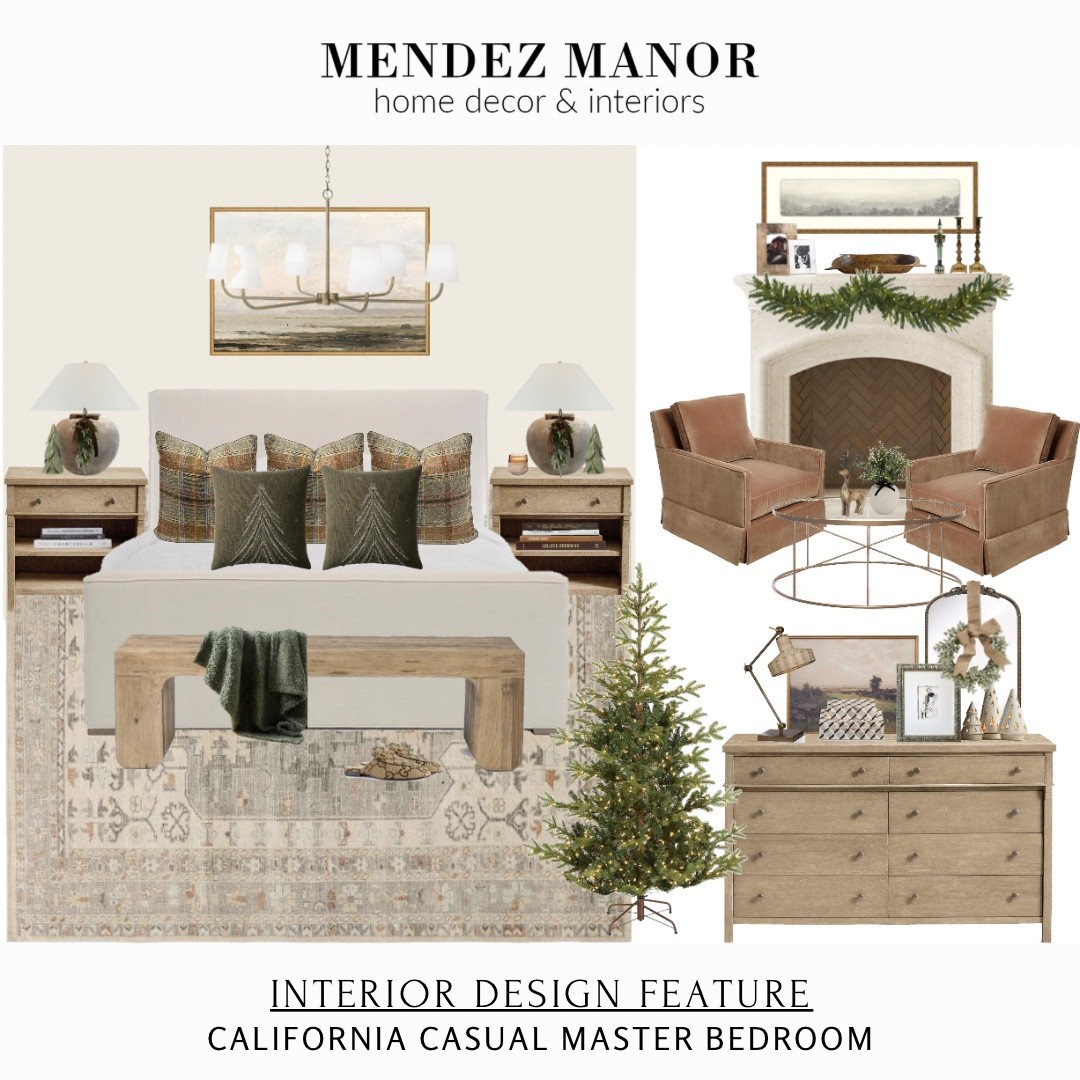This master bedroom is getting a holiday glow up! We loving helping our clients choose Christmas decor pieces for their homes! 

Here we are using a garland on the mantel and changing out the decorative bed pillows to Christmas ones. 

Lucky this bedroom is also big enough for a Christmas tree! 

With my virtual interior design services I am able to help my clients create a professional level of design within their home.

Head to mendezmanor.com to learn more! 

#christmas #home #decor #furniture #lighting #holiday #greenery #garland #wreath 

#LTKSeasonal #LTKHome #LTKHoliday