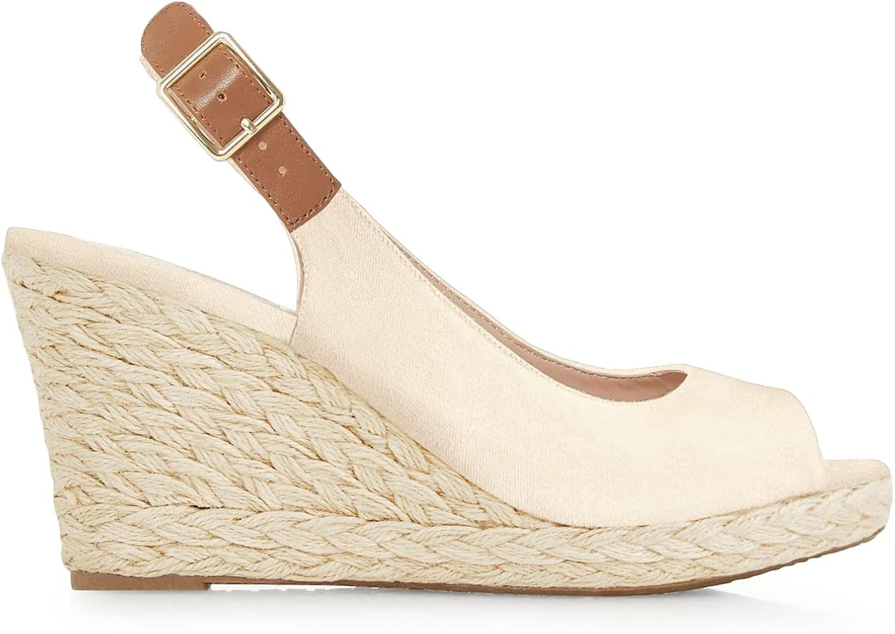Juliet Holy Womens Ankle Strap Espadrille Wedges Round Open Toe Platform Slingback Slip on Peep T... | Amazon (US)