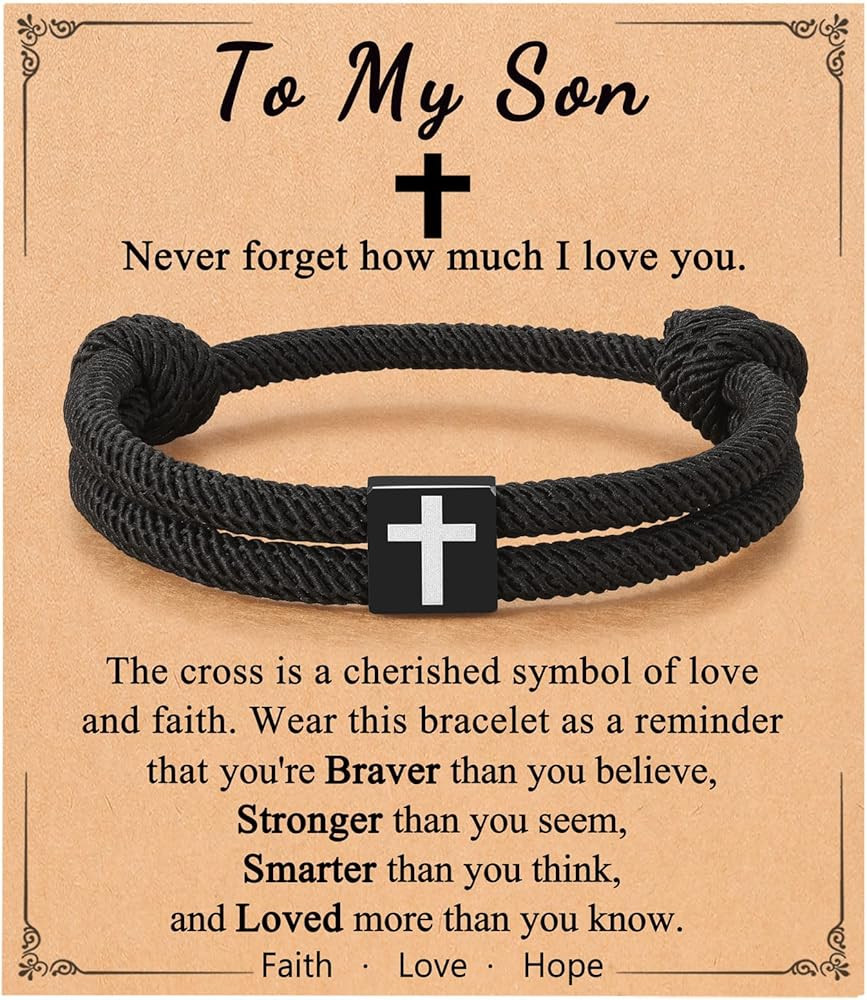 UNGENT THEM Cross Braided Rope Bracelet for Men Boys, Christmas Valentines Graduation Easter Chri... | Amazon (US)