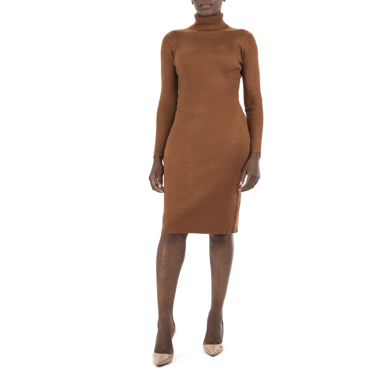 Women's Nina Leonard Midi Sheath Sweater Dress, Size: XL, Brown | Kohl's