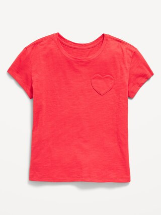Softest Short-Sleeve Heart-Pocket T-Shirt for Girls | Old Navy (US)
