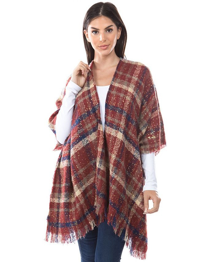 Marcus Adler Women's Foil Print Plaid Ruana & Reviews - Women - Macy's | Macys (US)