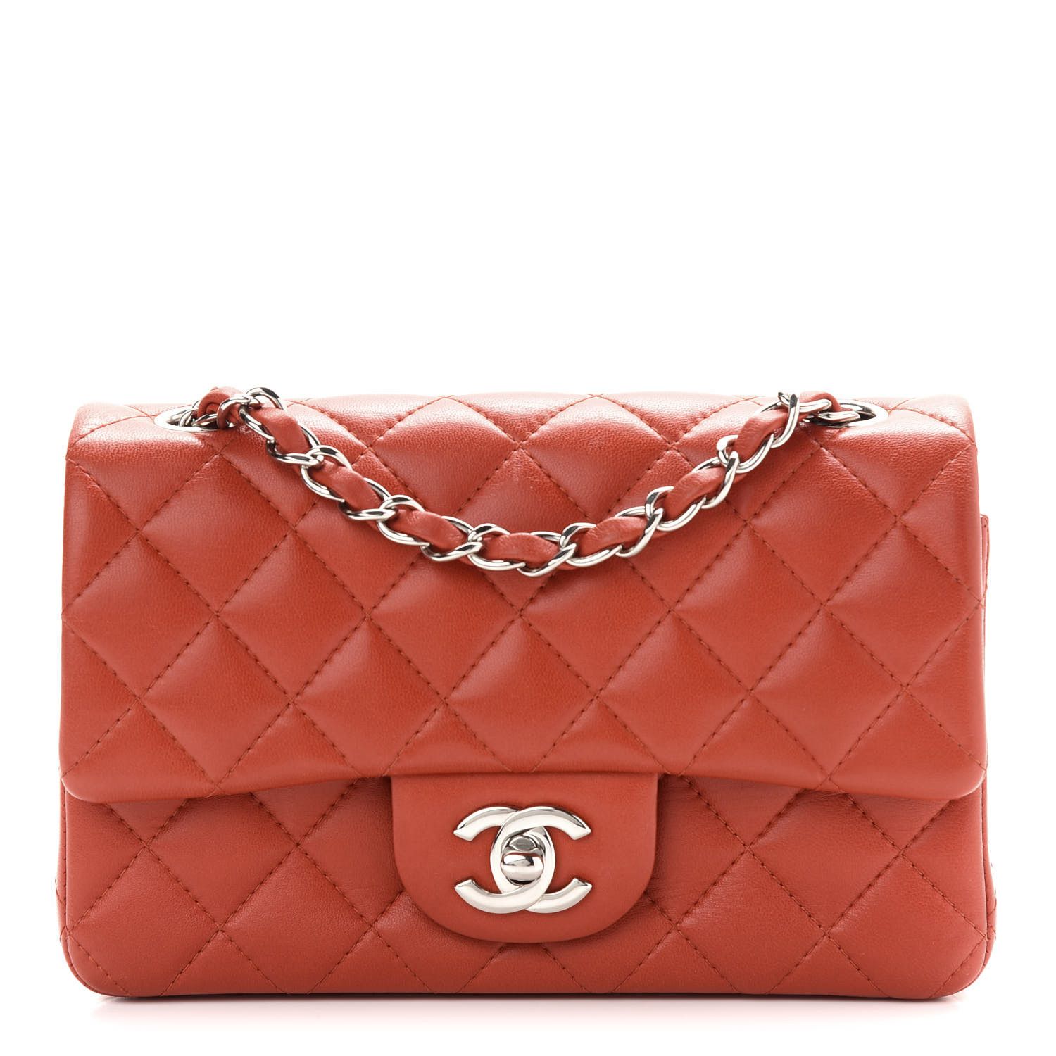 CHANEL Lambskin Quilted Mini Rectangular Flap Red | FASHIONPHILE | Fashionphile