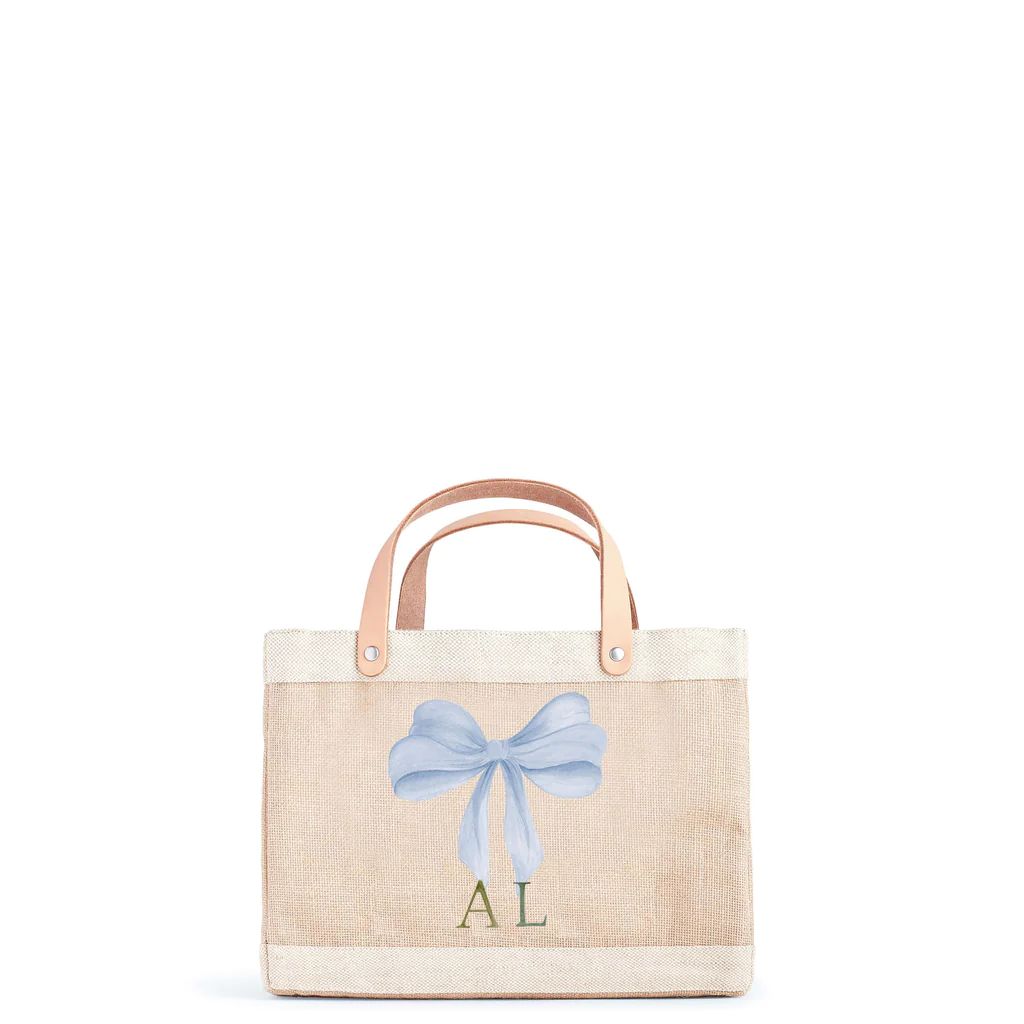 Petite Market Bag in Natural with Powder Blue Bow by Amy Logsdon | Apolis