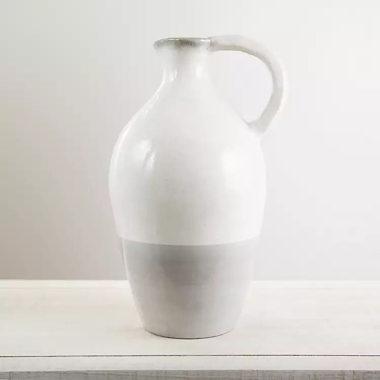Dipped Gray and White Pitcher Vase, 15 in. | Kirkland's Home