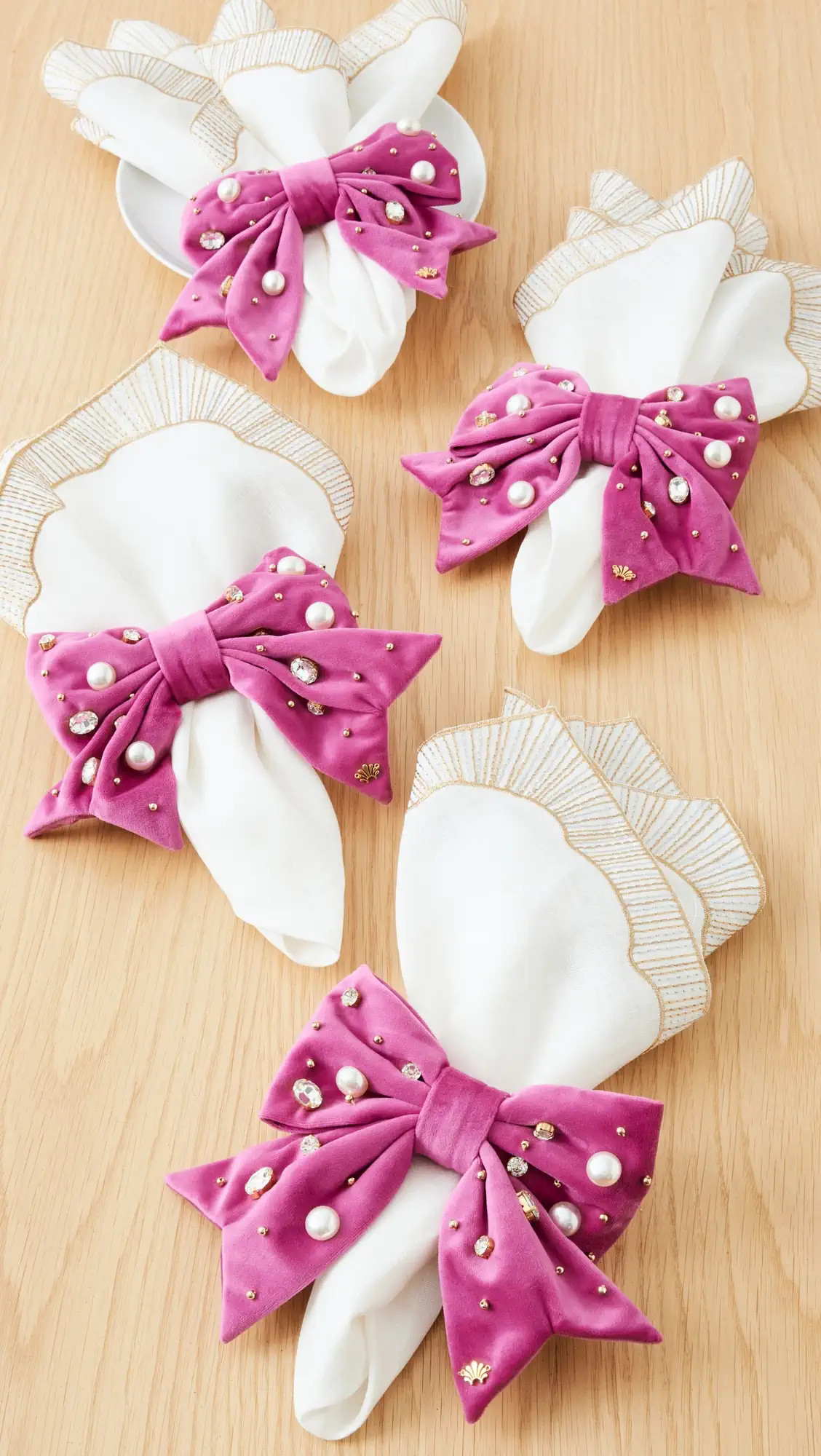Lele Sadoughi Velvet Pearl Bow Napkin Rings | Shopbop | Shopbop