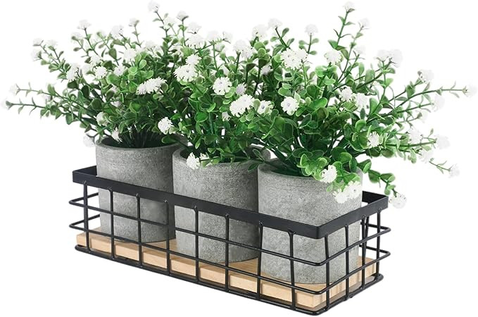 3 Potted Artificial Plants Flowers for Home Decor Indoor, Centerpiece Table Decorations for Dinni... | Amazon (US)
