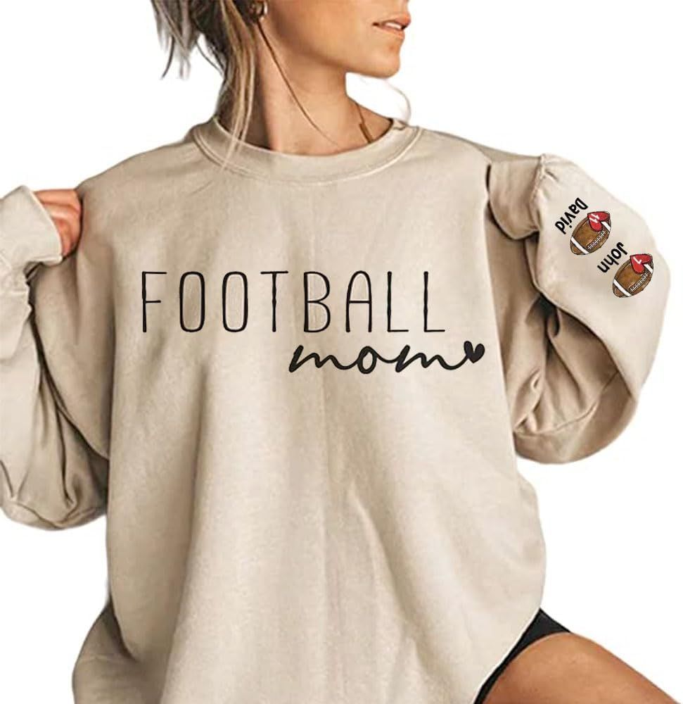 Personalized Football Sweatshirt, Football Mom Mama Custom Kids Sweatshirt, Football Mom Sweatshi... | Amazon (US)