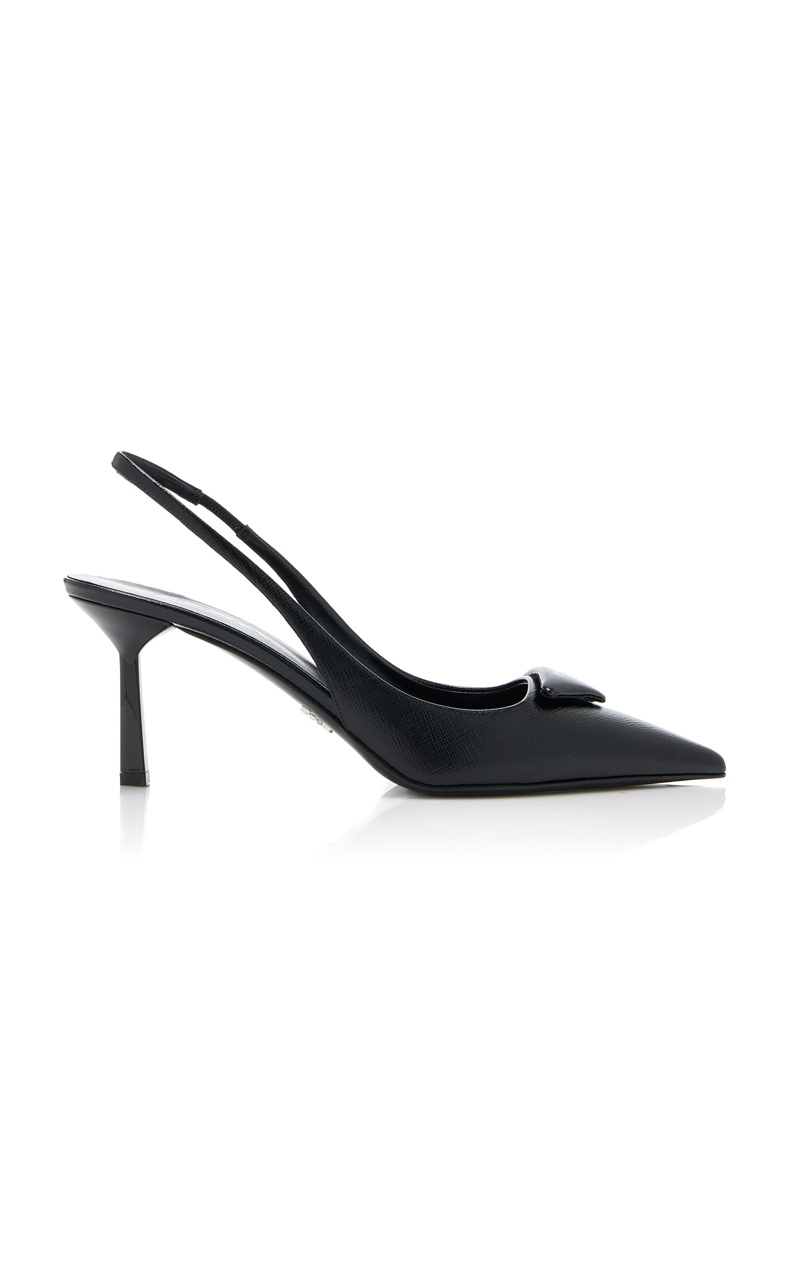 Prada - Leather Slingback Pumps - Black - IT 38.5 - Moda Operandi | Moda Operandi (Global)