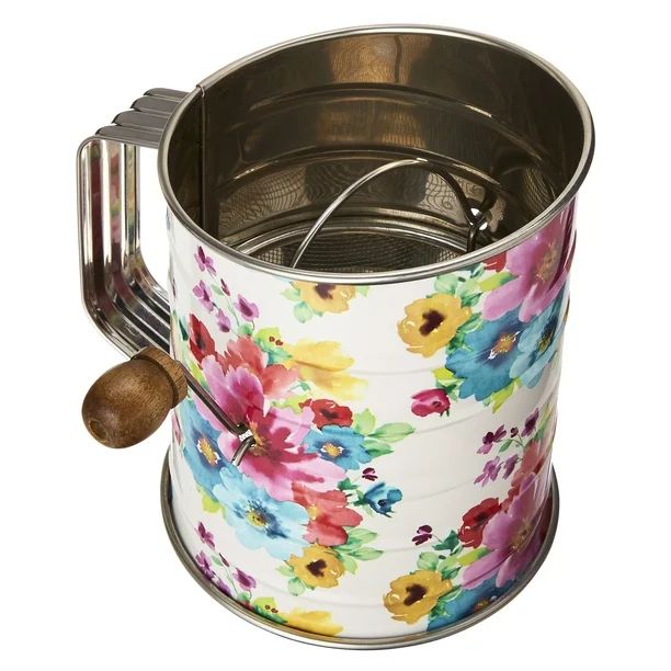 The Pioneer Woman Breezy Blossoms Stainless Steel Handheld Crank Sifter with Acacia Handle | Walmart (US)