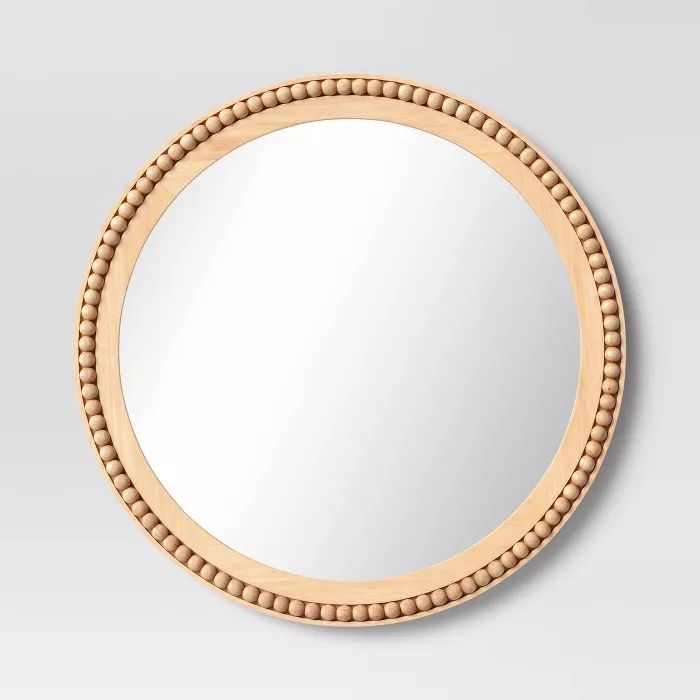 28&#34; Dia Round Wooden Beaded Wall Mirror Natural - Threshold&#8482; | Target