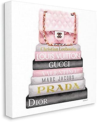 The Stupell Home Décor Collection Watercolor High Fashion Bookstack Padded Pink Bag Stretched Ca... | Amazon (US)