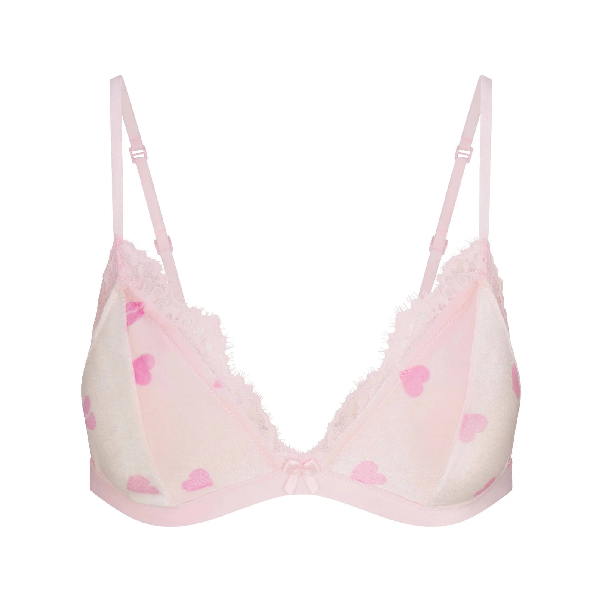 VELVET LACE TRIANGLE BRALETTE | CHERRY BLOSSOM HEART BREAKER | SKIMS (US)
