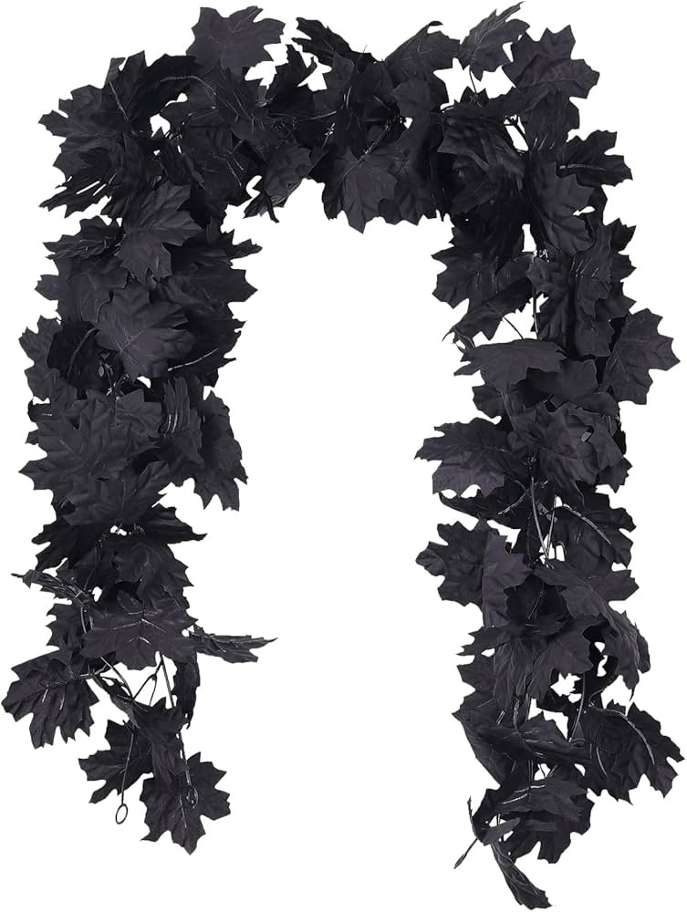 Fall Decor Black Garland, Black Decorations Halloween Garland, Fall Wall Hanging Maple Leaves, Ar... | Amazon (US)