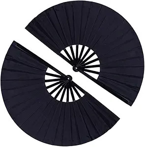 Minelife 2 Pack Large Folding Hand Fan, Nylon-Cloth Vintage Retro Fabric Fans, Chinese Kung Fu Ta... | Amazon (US)