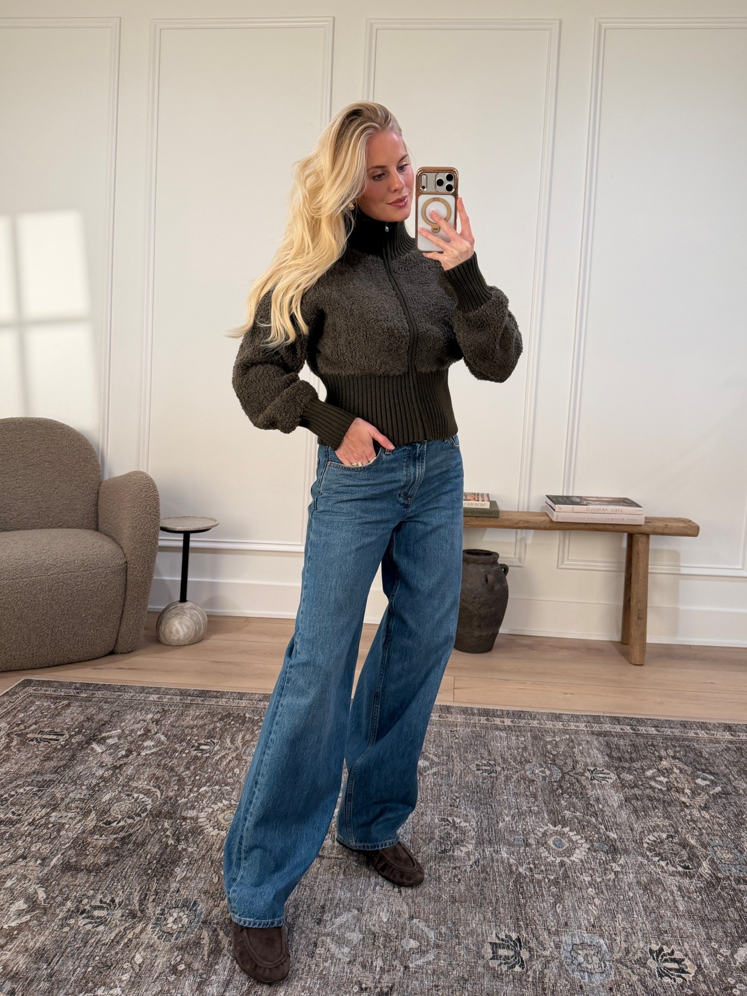 Wearing a medium in jacket, 28 in jeans (sized up for pregnancy, run tts - wash 5 Yrs Kiss n Tell Bl), shoes are tts! #kathleenpost

Black Friday Sale, cyber week, cyber Monday, winter fashion, winter outfit, holiday outfit

#LTKSeasonal #LTKCyberWeek #LTKSaleAlert
