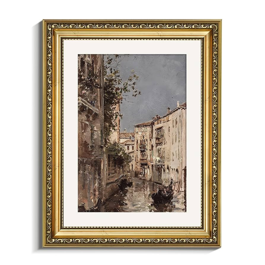 VIYYIEA Vintage Gold Framed Architecture Wall Art, Bedroom Bathroom Living Room Venice City Pictu... | Amazon (US)