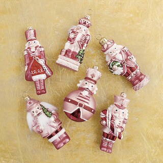 Pink Collectible Nutcracker Ornaments with Glitter & Gemstone Embellishments, Set of 6 | Frontgate