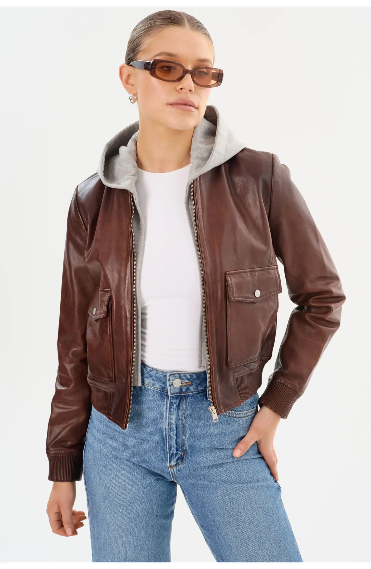 CANDACE | Leather Bomber Jacket | Nordstrom