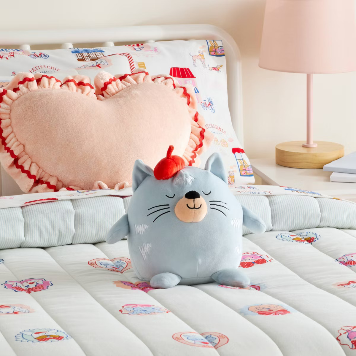 Cat Kids' Mini Weighted Plush Throw Pillow Blue - Pillowfort™ | Target