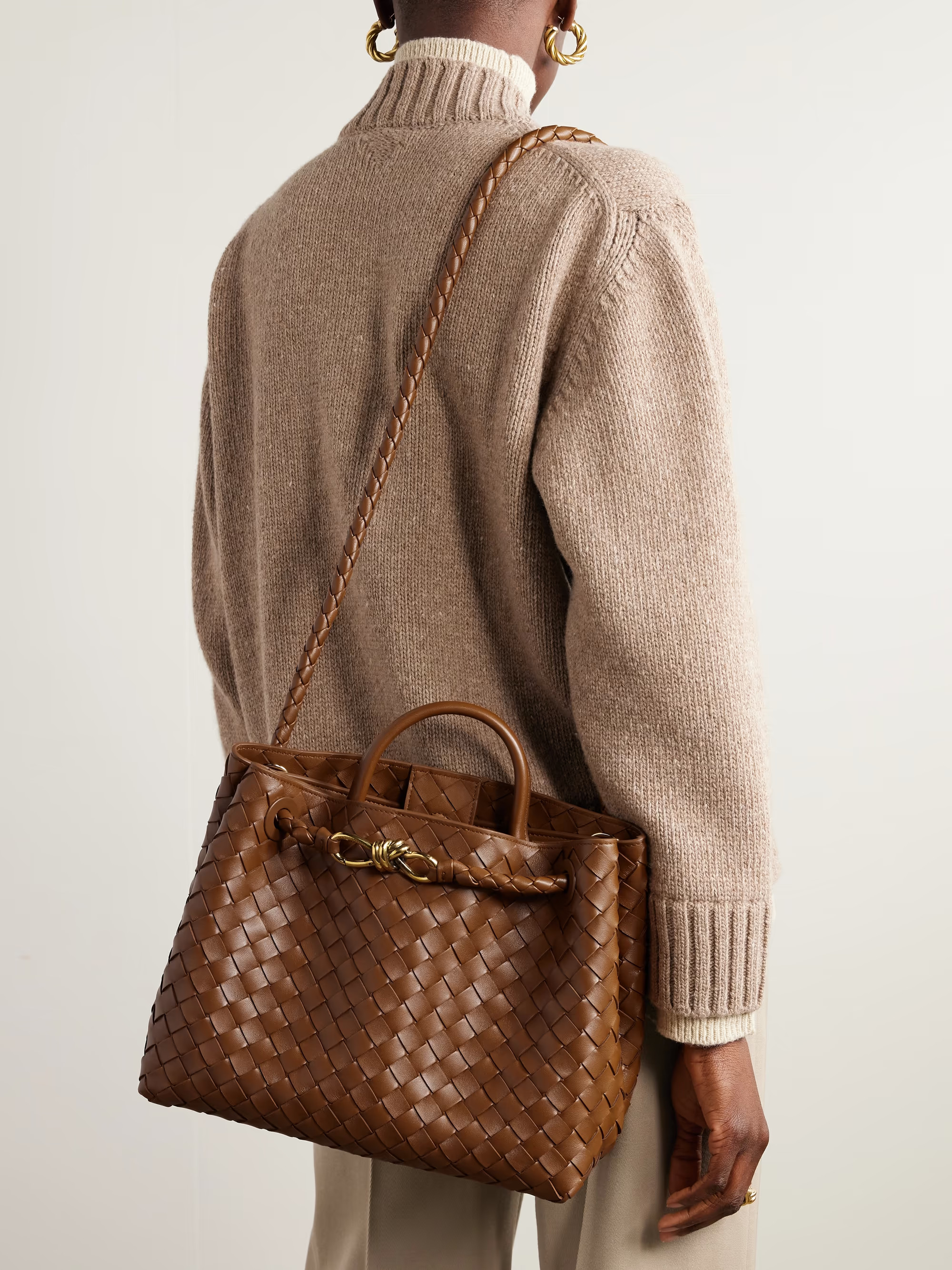 BOTTEGA VENETA Andiamo medium embellished intrecciato leather tote | NET-A-PORTER | NET-A-PORTER (UK & EU)
