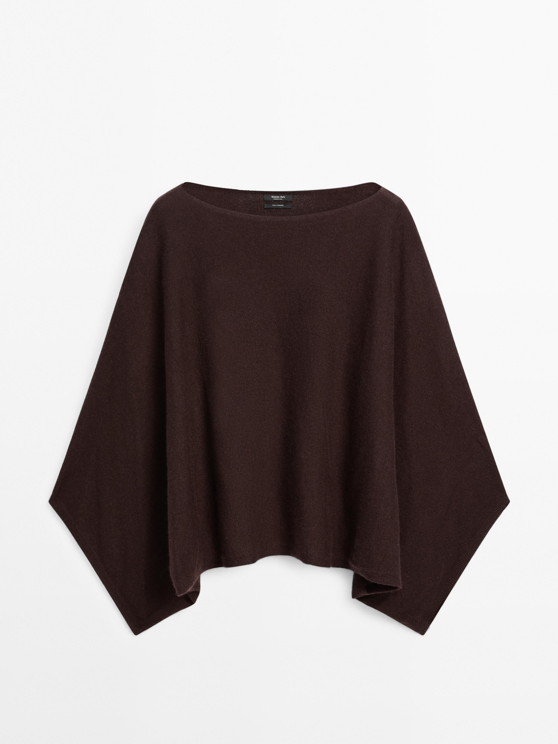 100% cashmere short knit cape | Massimo Dutti US