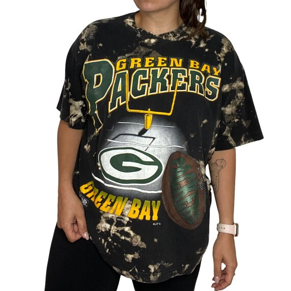 Acid Wash Vintage 90’s Green Bay Packers TShirt, Black, Adult Unisex M/L, Reworked Vintage Tie ... | Etsy (US)