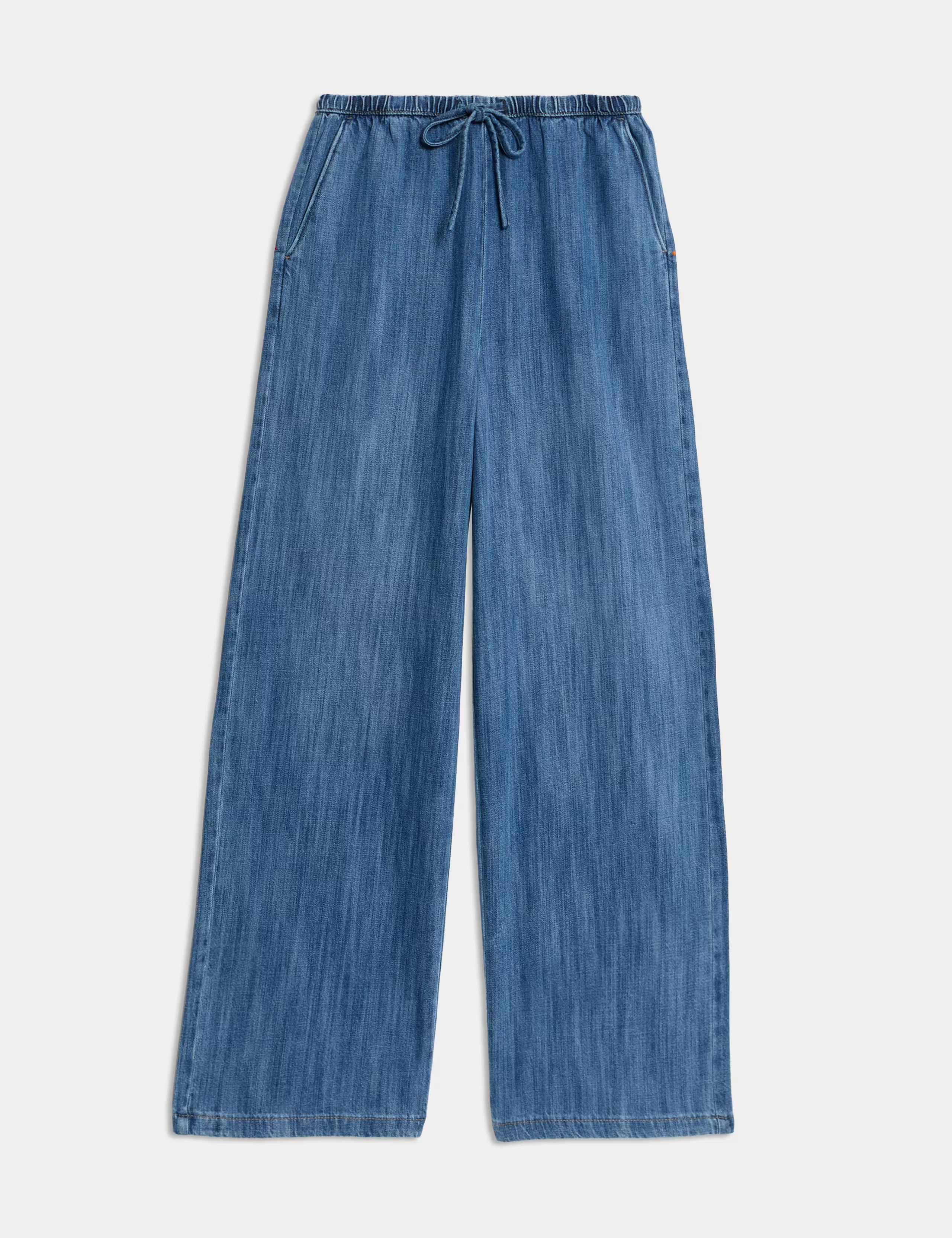 Denim Drawstring Wide-Leg Trousers | Marks & Spencer (UK)