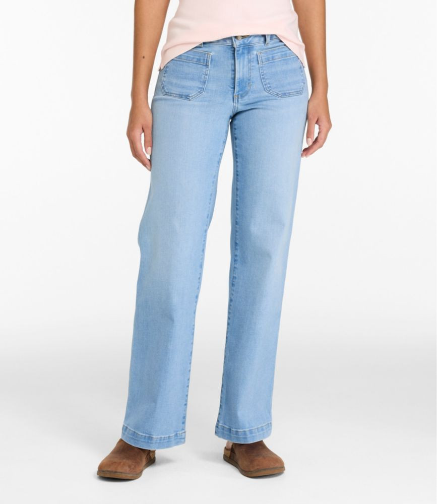 Women's L.L.Bean Go-Anywhere Jeans, Mid-Rise Patch Pocket Wide Straight-Leg | L.L. Bean
