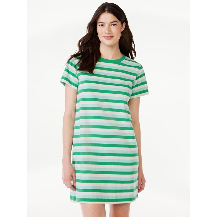 Free Assembly Women's Mini T-Shirt Dress with Short Sleeves, Sizes XS-XXXL | Walmart (US)