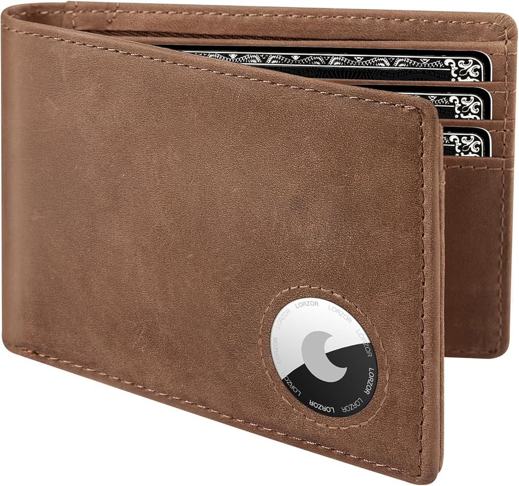 Mens Wallet for Apple AirTag, Bifold Full Grain Leather AirTag Wallet for Men, RFID Blocking Mini... | Amazon (US)