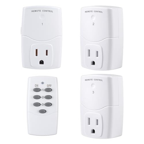 BN-LINK Mini Wireless Remote Control Outlet Switch Power Plug in for Household Appliances, Wireless Remote Light Switch, LED Light Bulbs, White (1 Remote + 3 Outlet) 1250W/10A | Amazon (US)