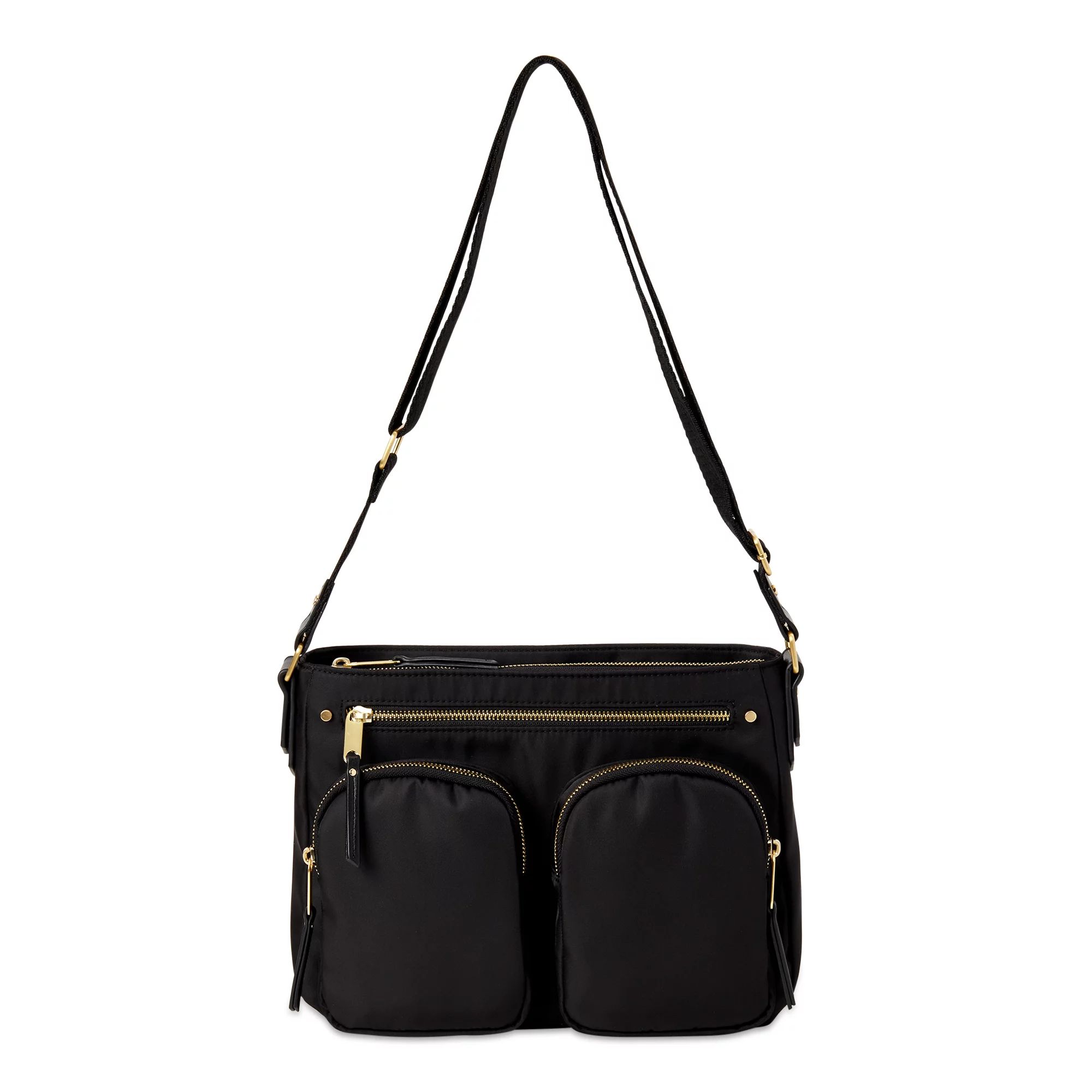 Time & Tru Mattie Nylon Women's Crossbody Bag, Black | Walmart (US)