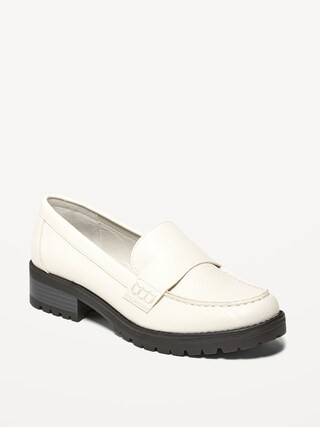 Faux-Leather Chunky-Heel Loafer Shoes for Women | Old Navy (US)