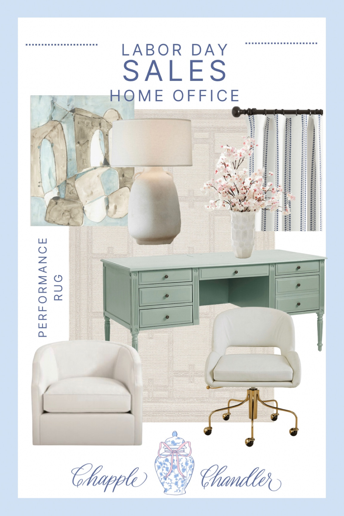 LABOR DAY SALES • home office
Home decor grandmillennial classic traditional modern home desk swivel chair armchair club chair curtains cherry blossom stems lamp art performance rug area rug

#LTKunder100 #LTKhome #LTKsalealert