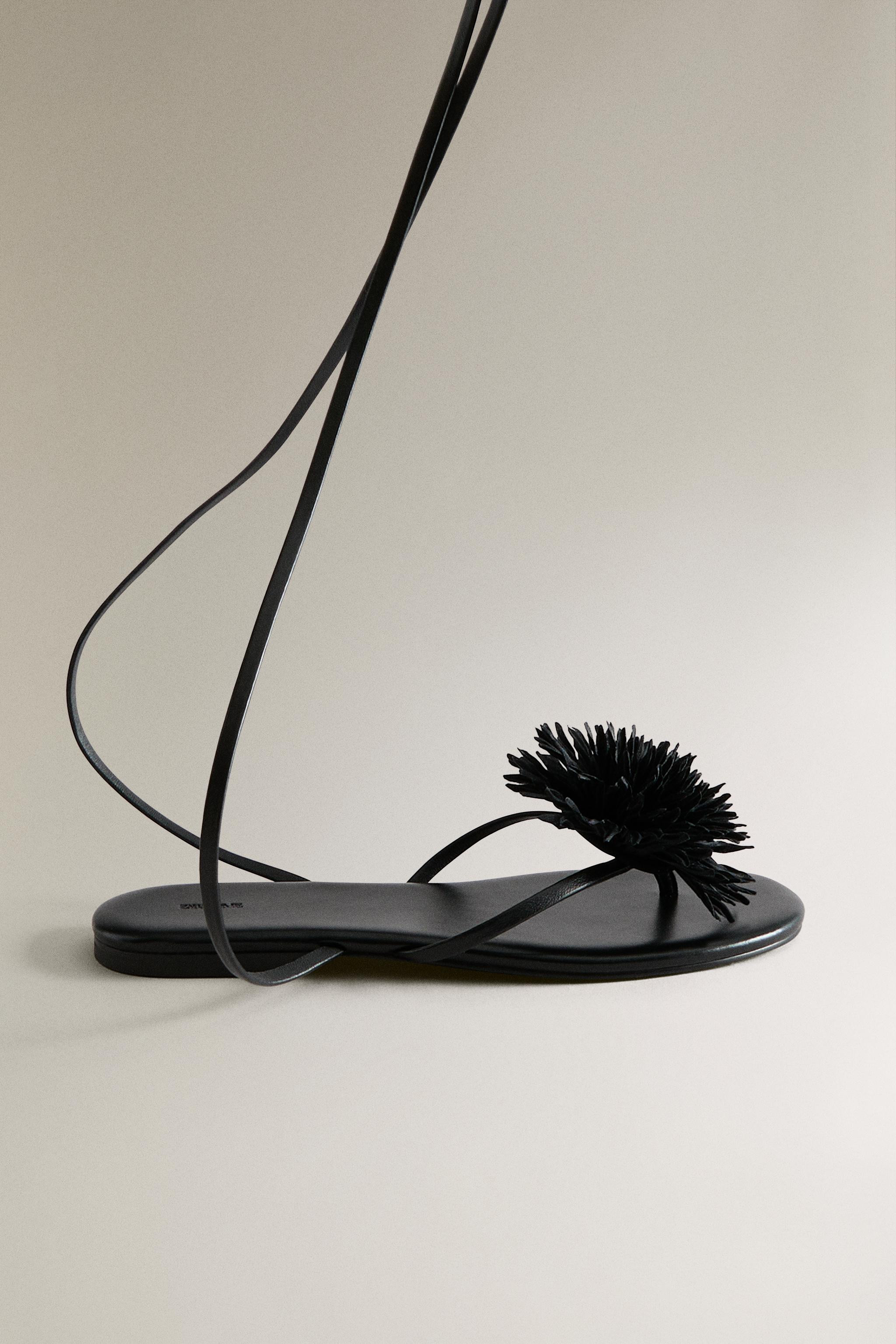 FLORAL LEATHER SANDALS | Zara US