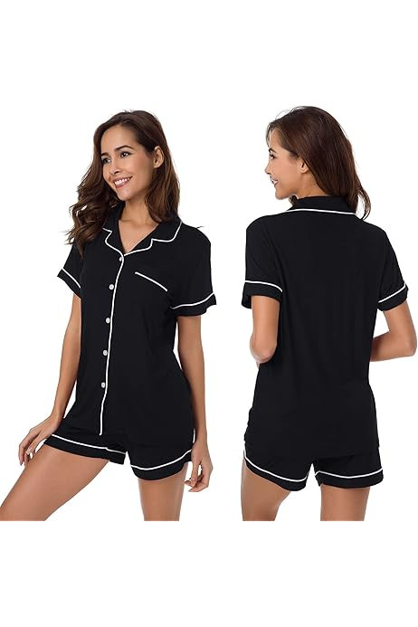 Ekouaer Pajamas Set Short Sleeve Sleepwear Womens Button Down Nightwear Soft Pj Lounge Set S-XXL | Amazon (CA)