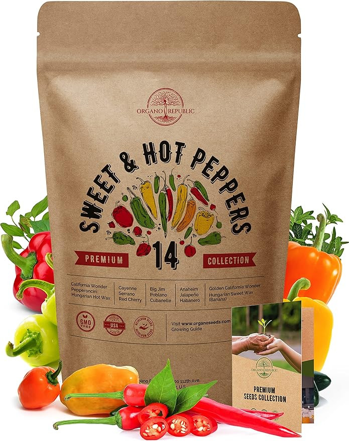 14 Sweet & Hot Peppers Seeds Variety Pack 700 Seeds Non-GMO Peppers Seeds for Planting Outdoor & ... | Amazon (US)