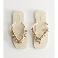 Women's Off White Fishing Charm Flip Flops New Look | New Look (UK)