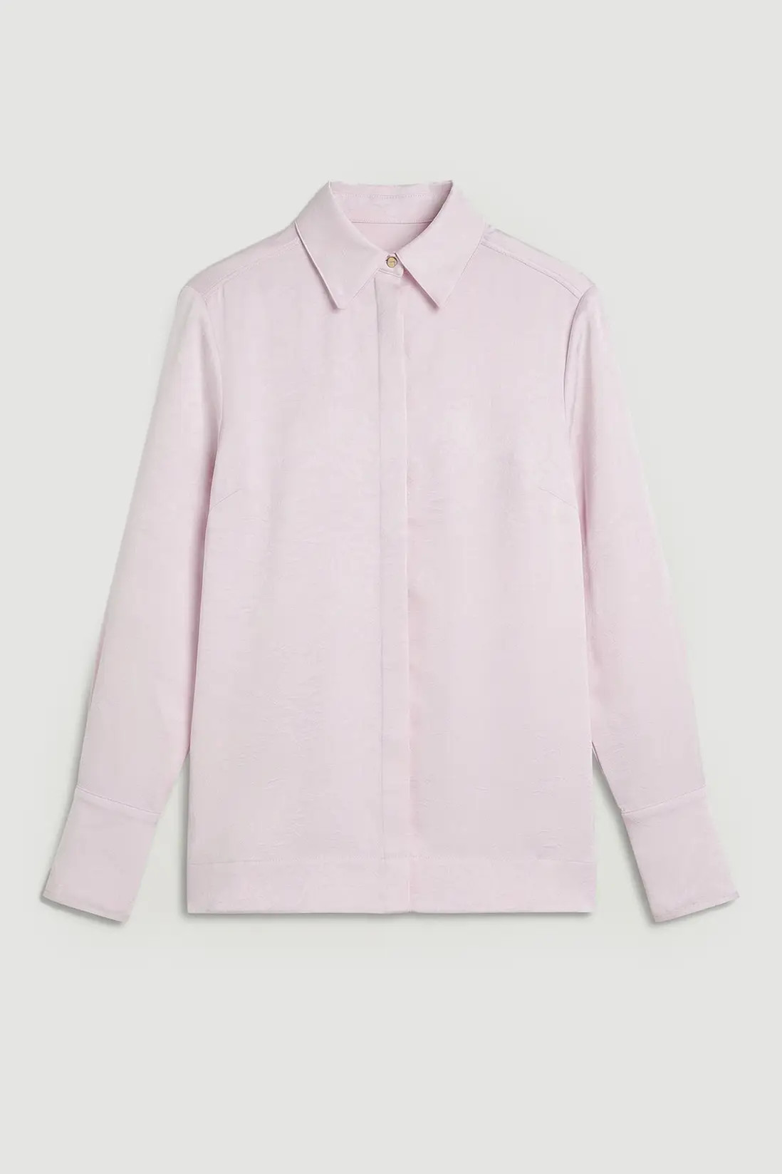 Pink Hammered Satin Relaxed Woven Shirt | Karen Millen | Karen Millen UK + IE + DE + NL