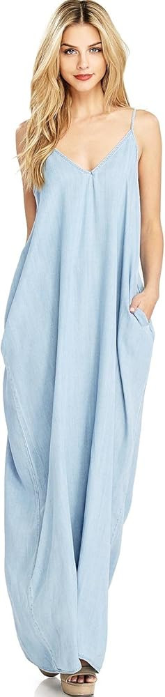 Love Stitch Maxi vestido largo de Chambray para mujer | Amazon (US)