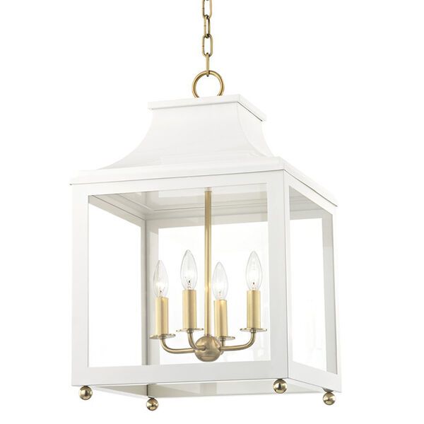 Leigh Aged Brass White 4-Light 16-Inch Pendant | Bellacor