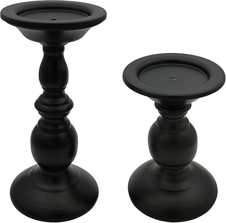 Pillar Candle Holders Stands Set of 2, Candle Holders for Pillar Candles Decorative Candlestick H... | Amazon (US)