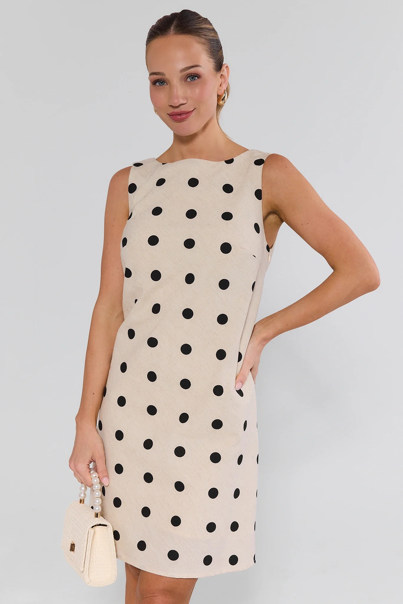 Lacey Cream Polka Dot Short Dress | Avara