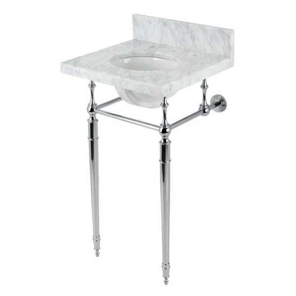 Kingston Brass Edwardian 19-Inch Carrara Marble Console Sink with Brass Legs (8-Inch, 3-Hole) | Wayfair North America