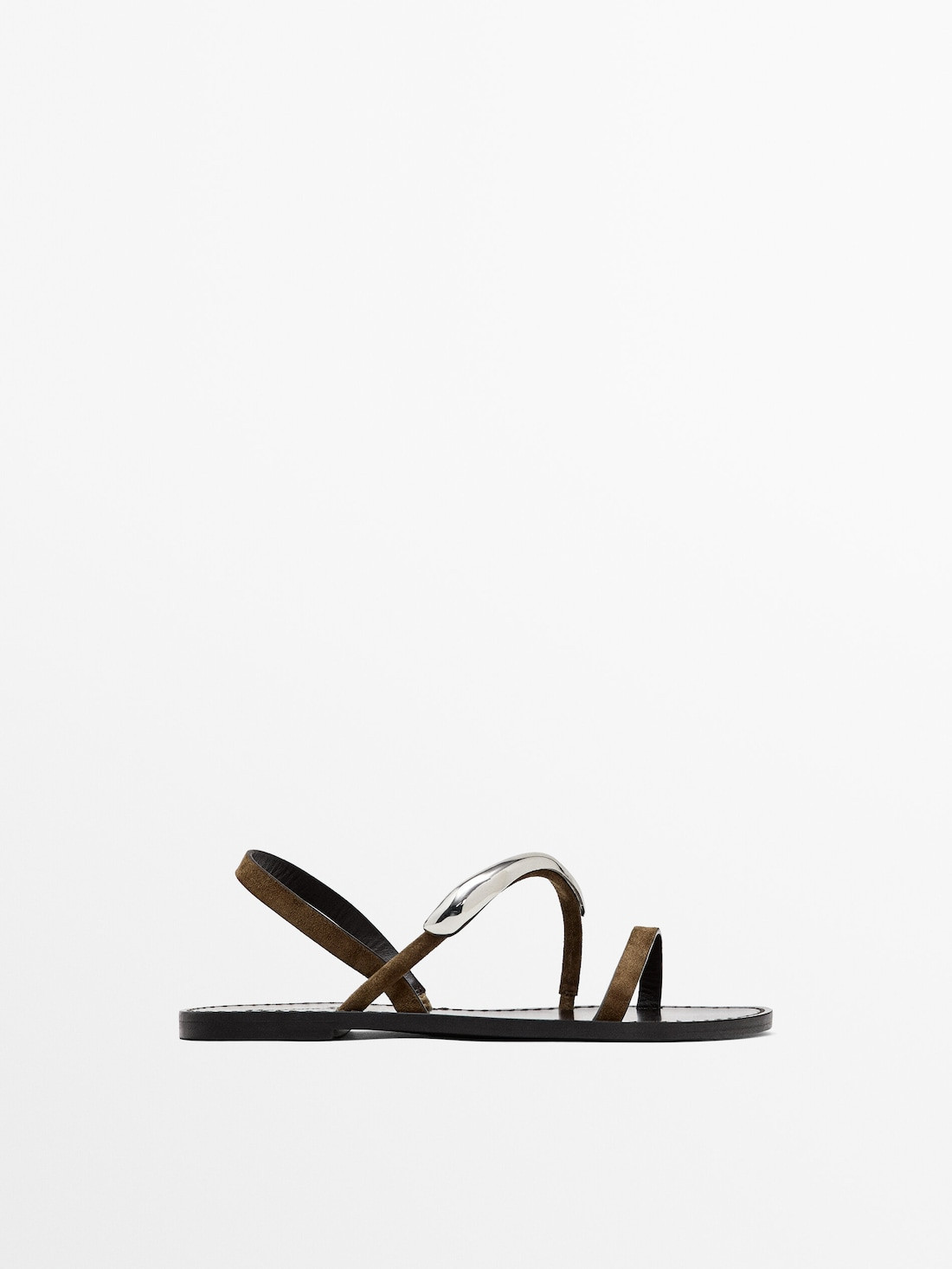 Flat sandals with metallic embellishment | Massimo Dutti US
