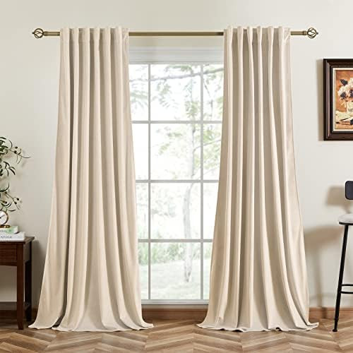 Topfinel Room Darkening Velvet Curtains 90 Inches Long Rod Pocket Back Tab Drapes for Bedroom Living | Amazon (US)