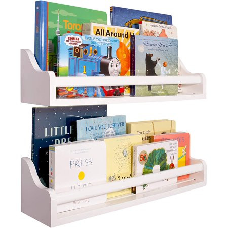 Kids Bookshelf Wall Mounted (Set of 2) | 22”| Children’s Nursery Floating Shelf Toddler Book Case Fu | Walmart (US)