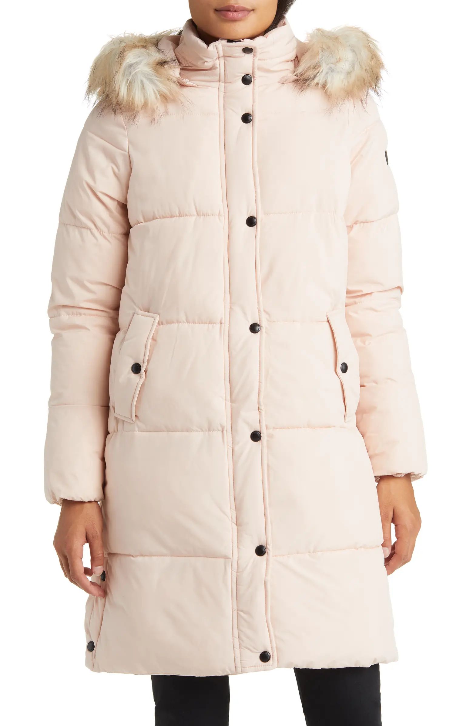Hooded Puffer Coat with Faux Fur Trim | Nordstrom