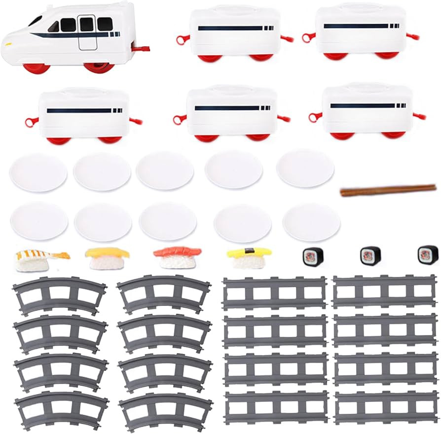 Sushi Train Rotating Food Train for Table Household Dinner with Rail Conveyor Belt, Serving Tray ... | Amazon (US)